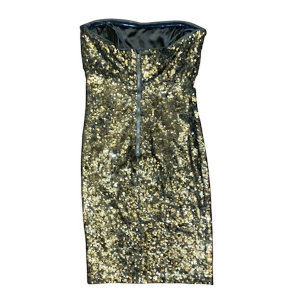 Alice+ Olivia Gold Sequin Strapless Party Dress Women’s Size S - Picture 3 of 6